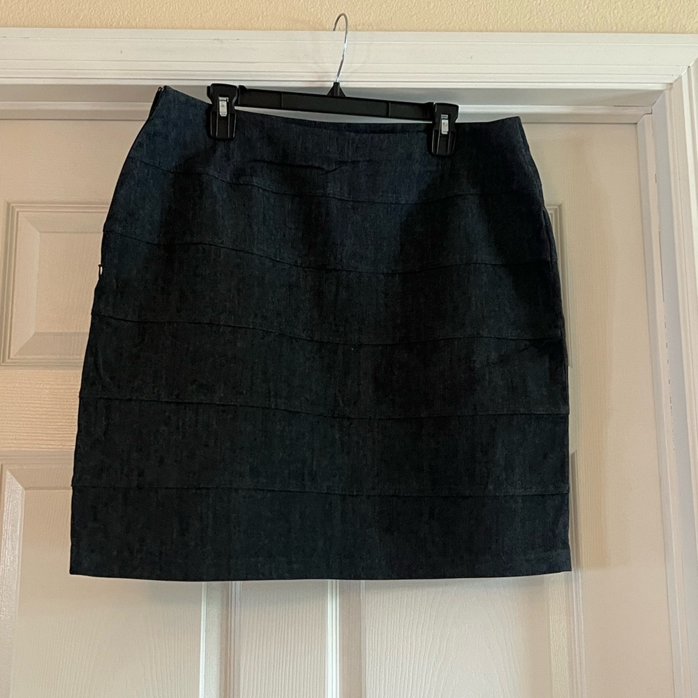 Classic Dark Wash Tiered Denim Skirt